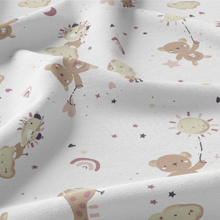 Ciel de lit cabane Blanc & Rose motif Ourson & Lion