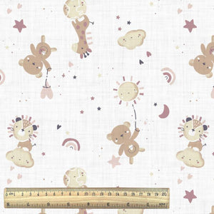 Ciel de lit cabane Blanc & Rose motif Ourson & Lion