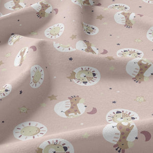 Ciel de lit cabane Rose poudré motif girafe & lion
