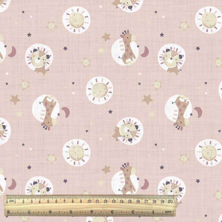 Ciel de lit cabane Rose poudré motif girafe & lion