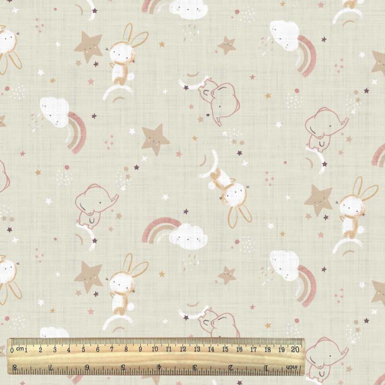 Ciel de lit cabane Beige motif Lapin & Eléphant