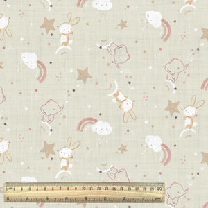 Ciel de lit cabane Beige motif Lapin & Eléphant