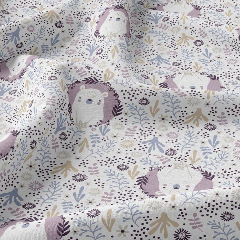 Ciel de lit cabane Parme & Blanc motif ours