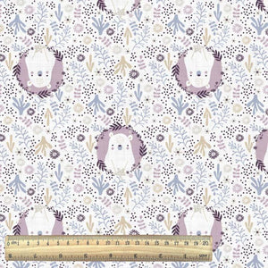 Ciel de lit cabane Parme & Blanc motif ours