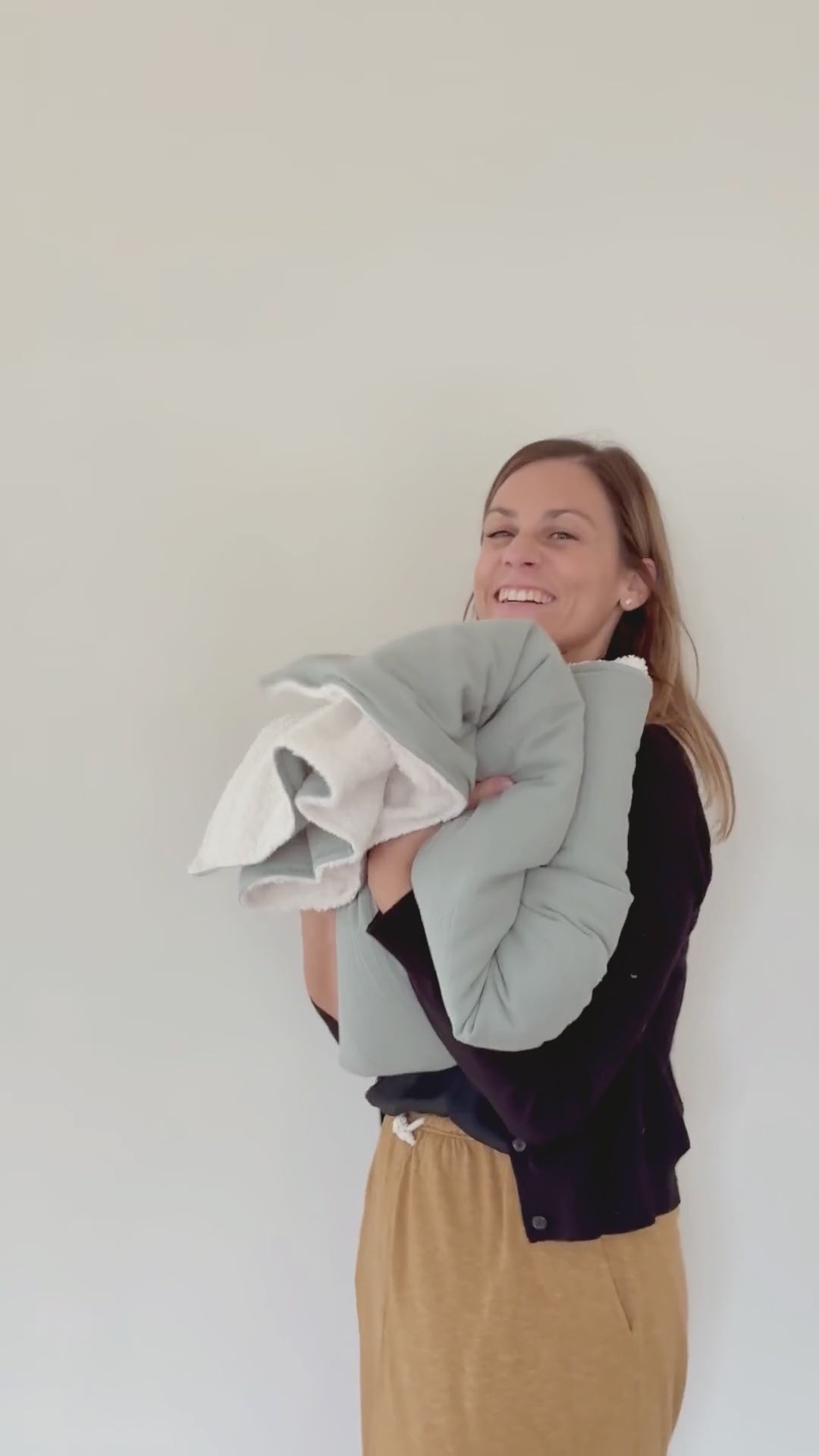 Couverture bébé double gaze vert de gris