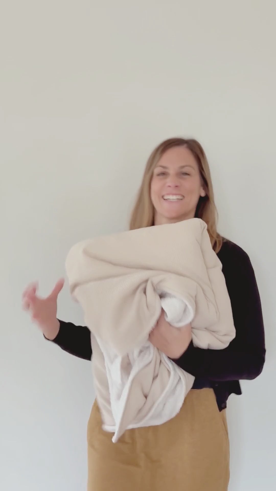 Kinderdubbelgaas geruite deken Beige