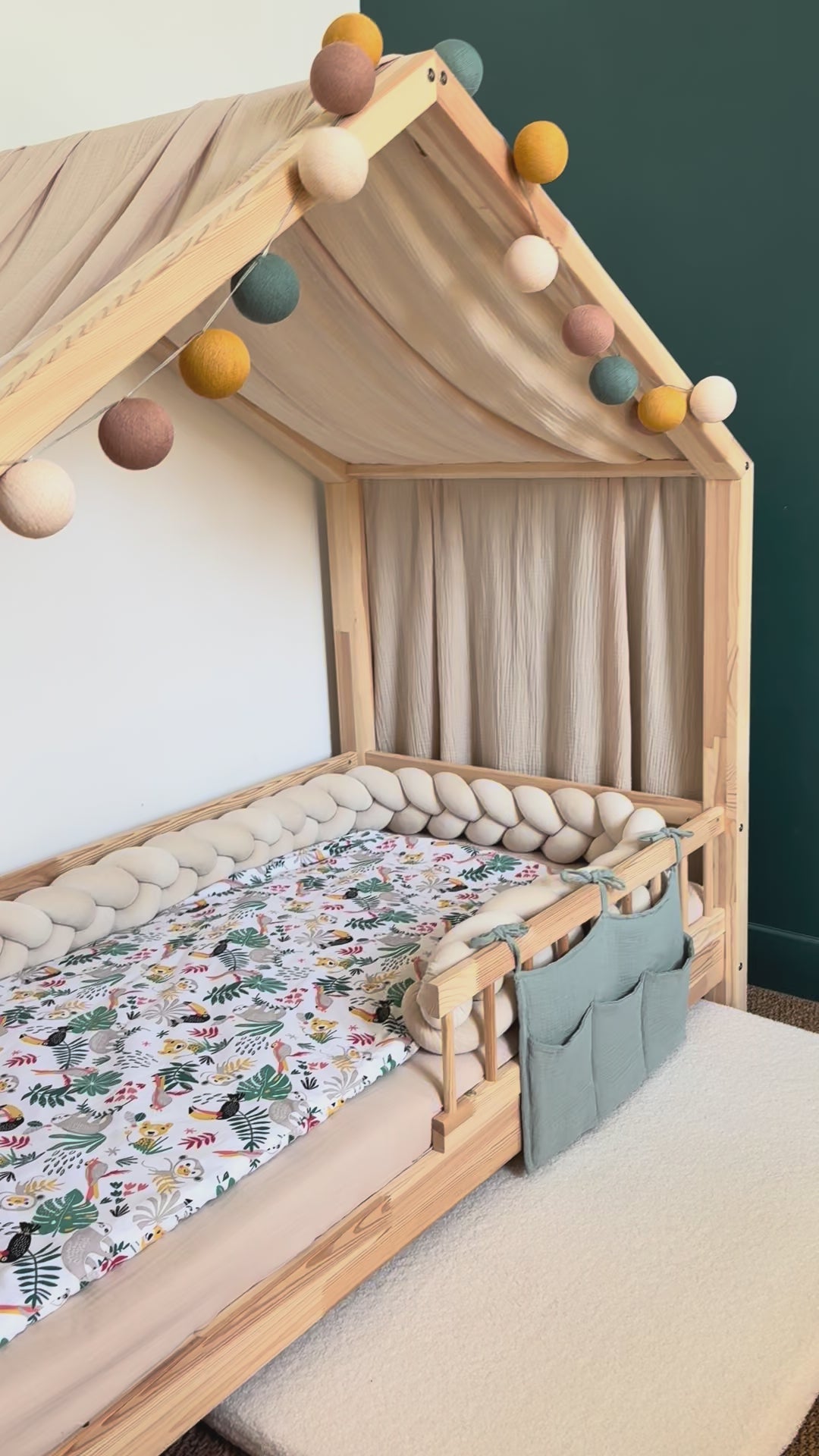 Pochette de rangement lit - Vert de gris