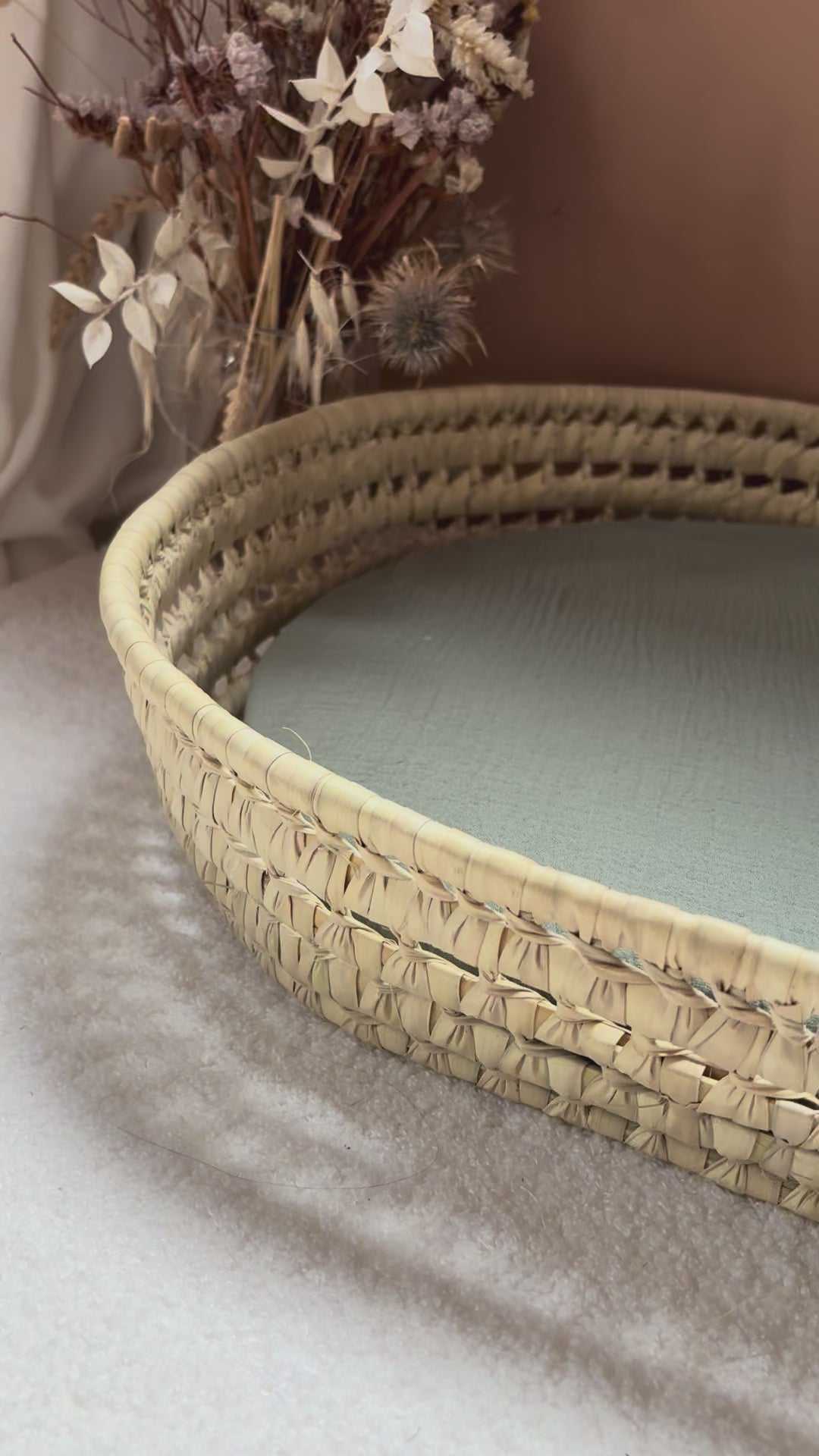 Panier à langer + matelas + housse double gaze vert kaki