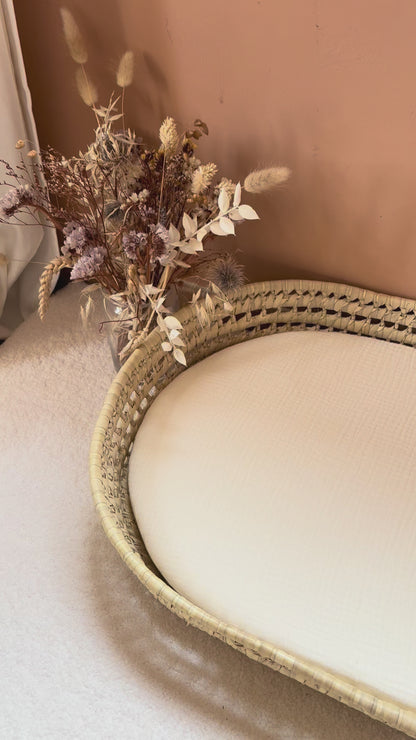Panier à langer + matelas + housse double gaze Ecru