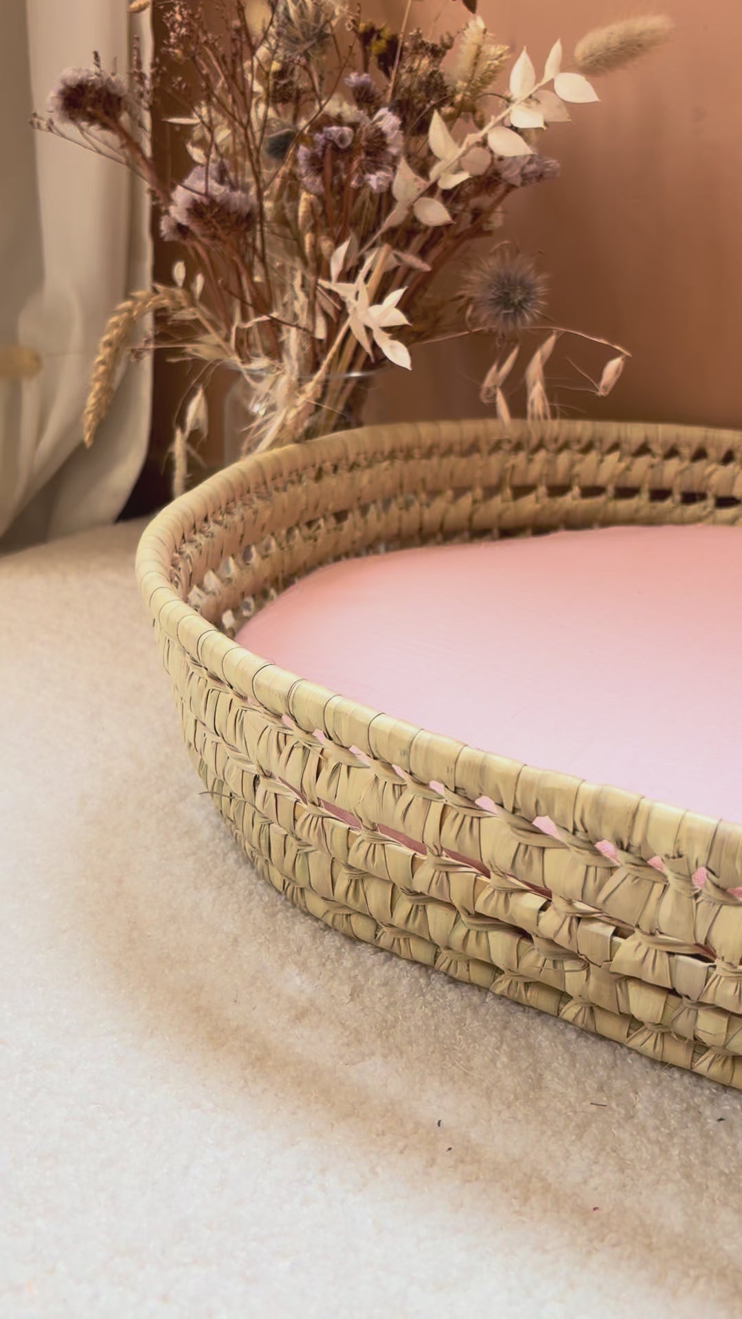 Panier à langer + matelas + housse double gaze rose blush