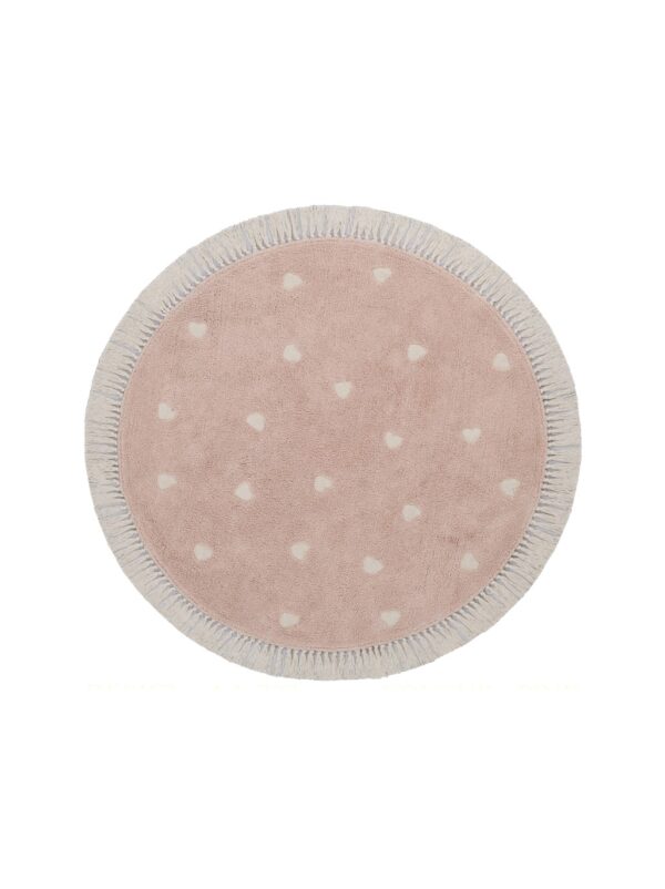 Tapis enfant cœur Ecru &amp; Rose