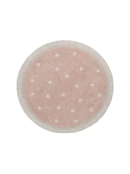 Tapis enfant cœur Ecru &amp; Rose