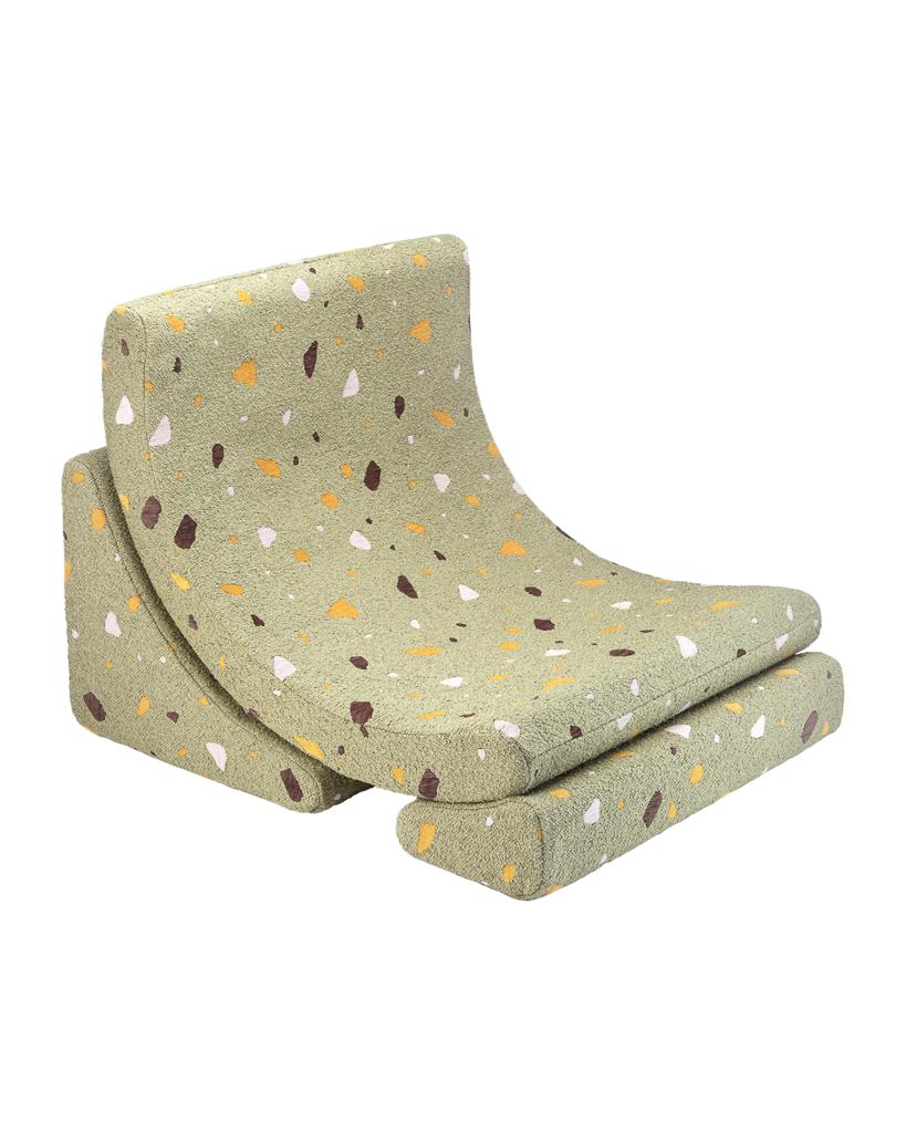 Fauteuil enfant Teddy bouclette Terrazzo Vert pistache