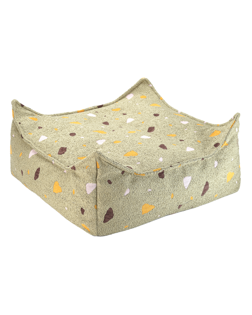 Pouf enfant Teddy bouclette Terrazzo Vert