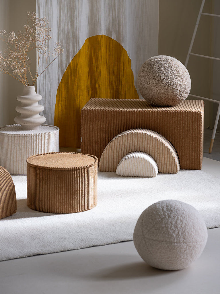Pouf rond velours Caramel