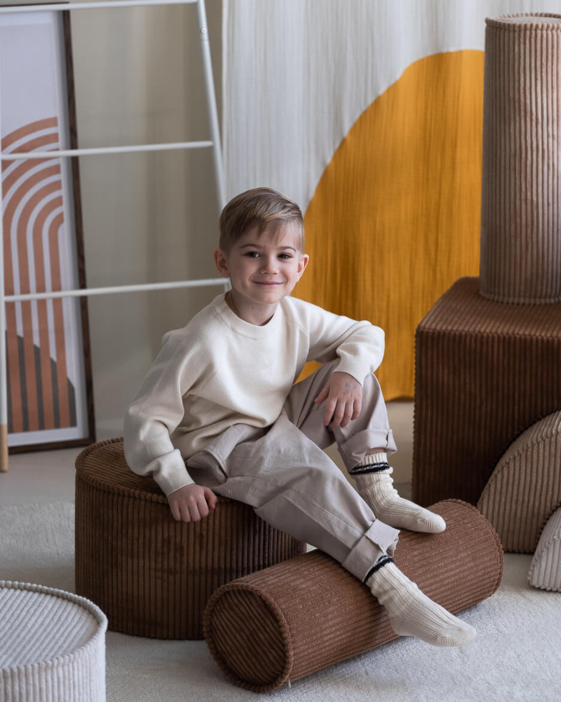 Pouf rond velours Caramel