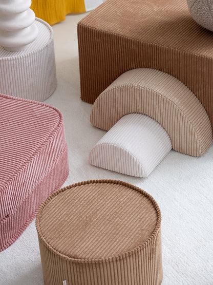 Pouf rond velours Caramel