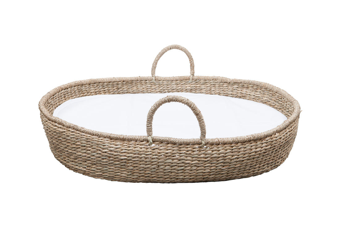 Wieg van natuurlijk zeegras met matras