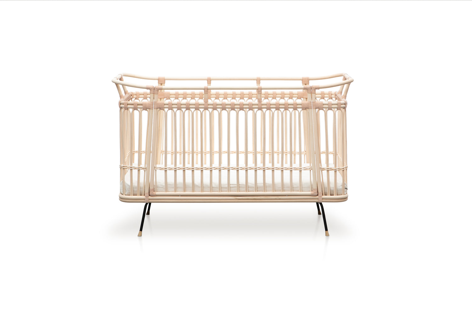 Omvormbaar babybed in Montessori rotan - Paul lederen afwerking 