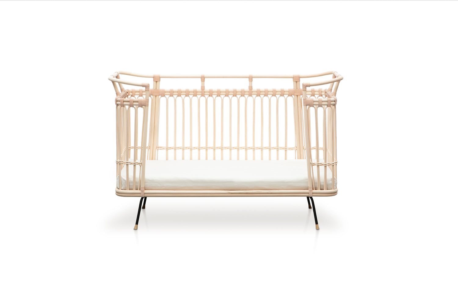 Omvormbaar babybed in Montessori rotan - Paul lederen afwerking 
