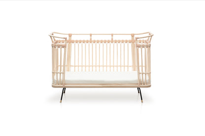 Omvormbaar babybed in Montessori rotan - Paul lederen afwerking 