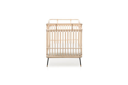 Omvormbaar babybed in Montessori rotan - Paul lederen afwerking 