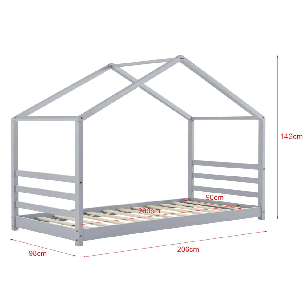 Lit cabane Montessori - 90x200 cm - Gris