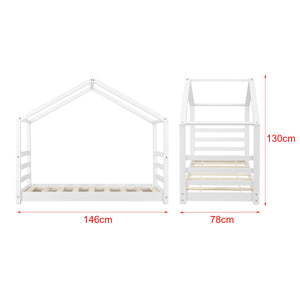 Lit cabane Montessori avec matelas - 70x140cm - Blanc