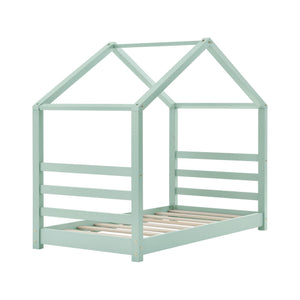 Lit cabane Montessori avec matelas - 70x140cm - Vert