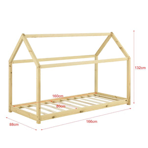 Montessori kajuitbed - 80x160cm - Natuurlijk hout