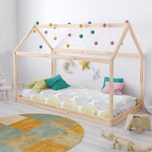 Lit cabane Montessori en bois naturel