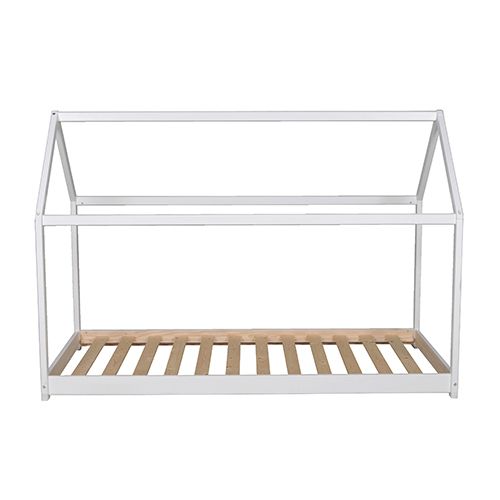 Lit cabane Montessori blanc avec sommier