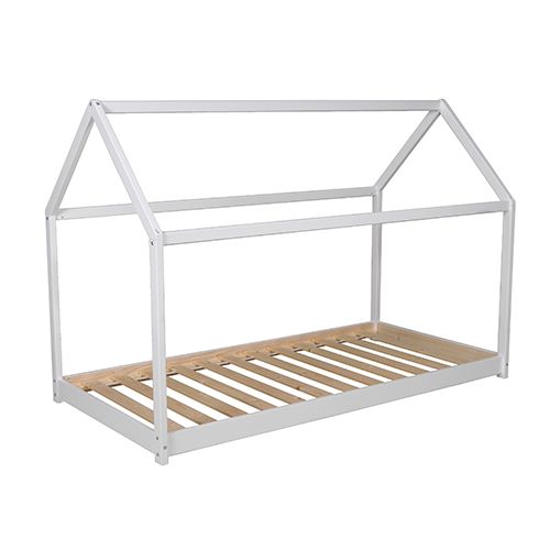 Lit cabane Montessori blanc avec sommier
