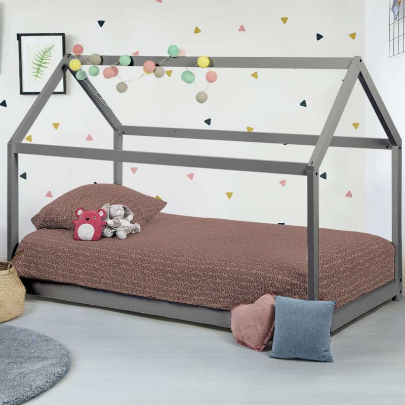 Letto a cabina Montessori grigio