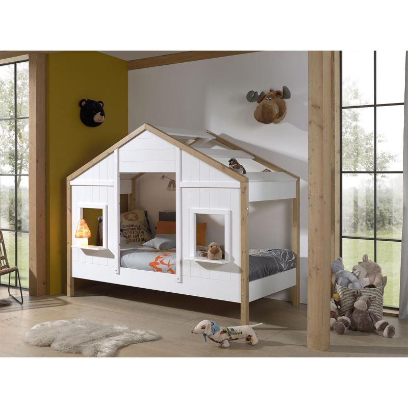 Letto cabina bianco e legno