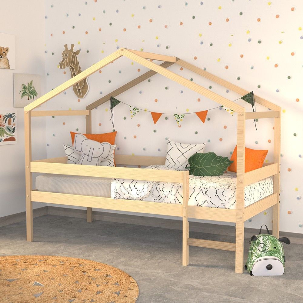 Mika naturel houten kajuitbed met boxspring