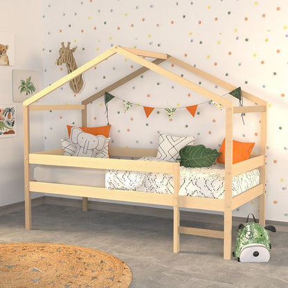 Mika naturel houten kajuitbed met boxspring