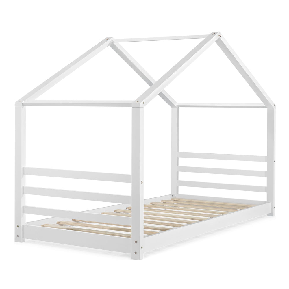 Lit cabane Montessori avec matelas - 90x200cm - Blanc