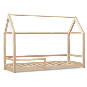 Letto a capanna in legno Montessori con barriera