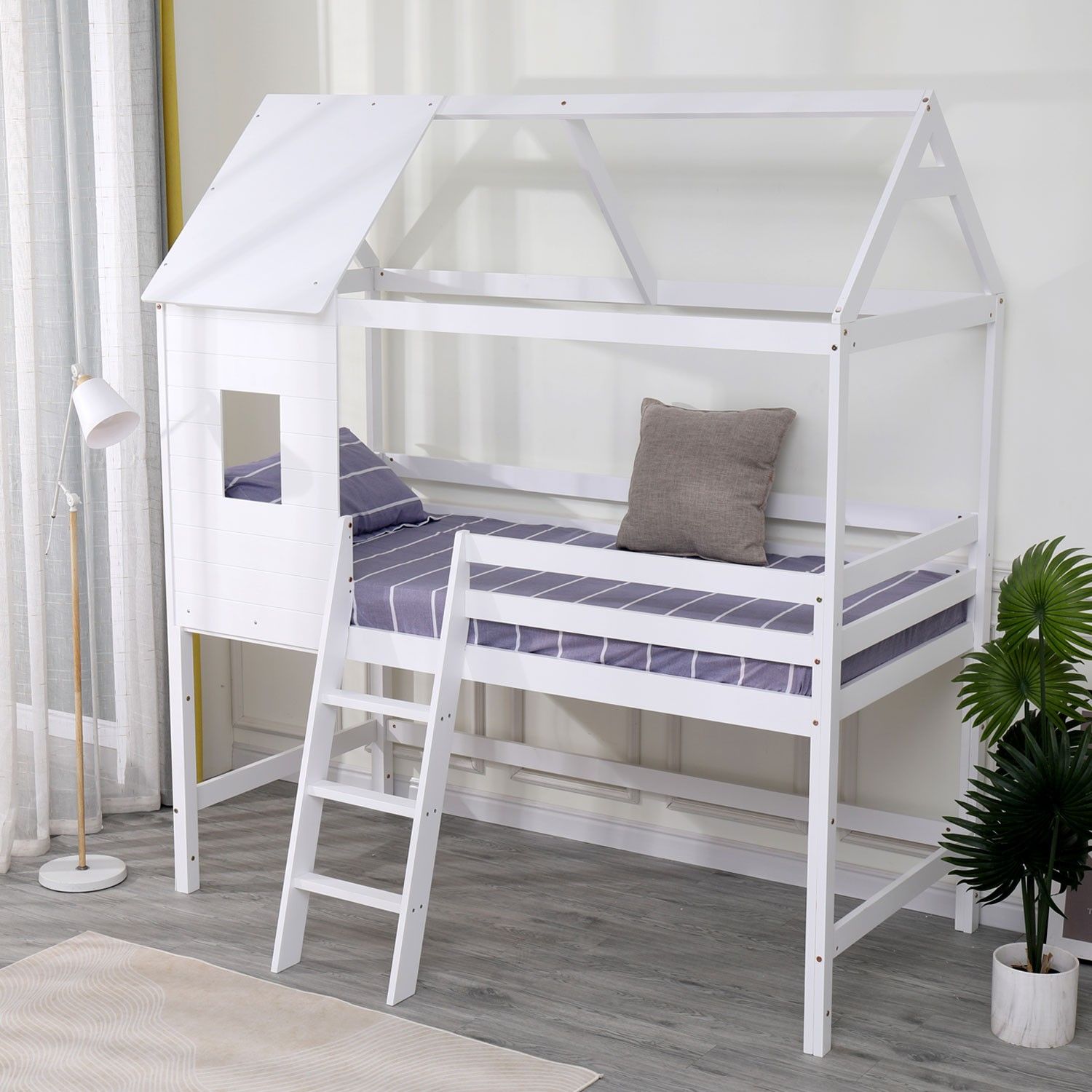 Lit cabane mezzanine blanc
