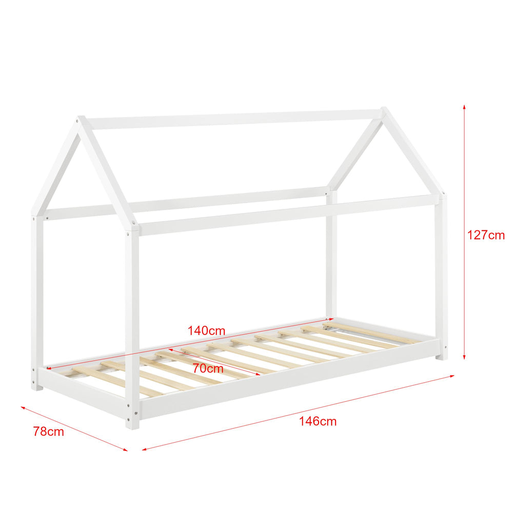 Lit cabane Montessori + matelas - 70x140cm - Blanc