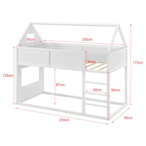 Lit cabane mezzanine - 90x200cm - Blanc