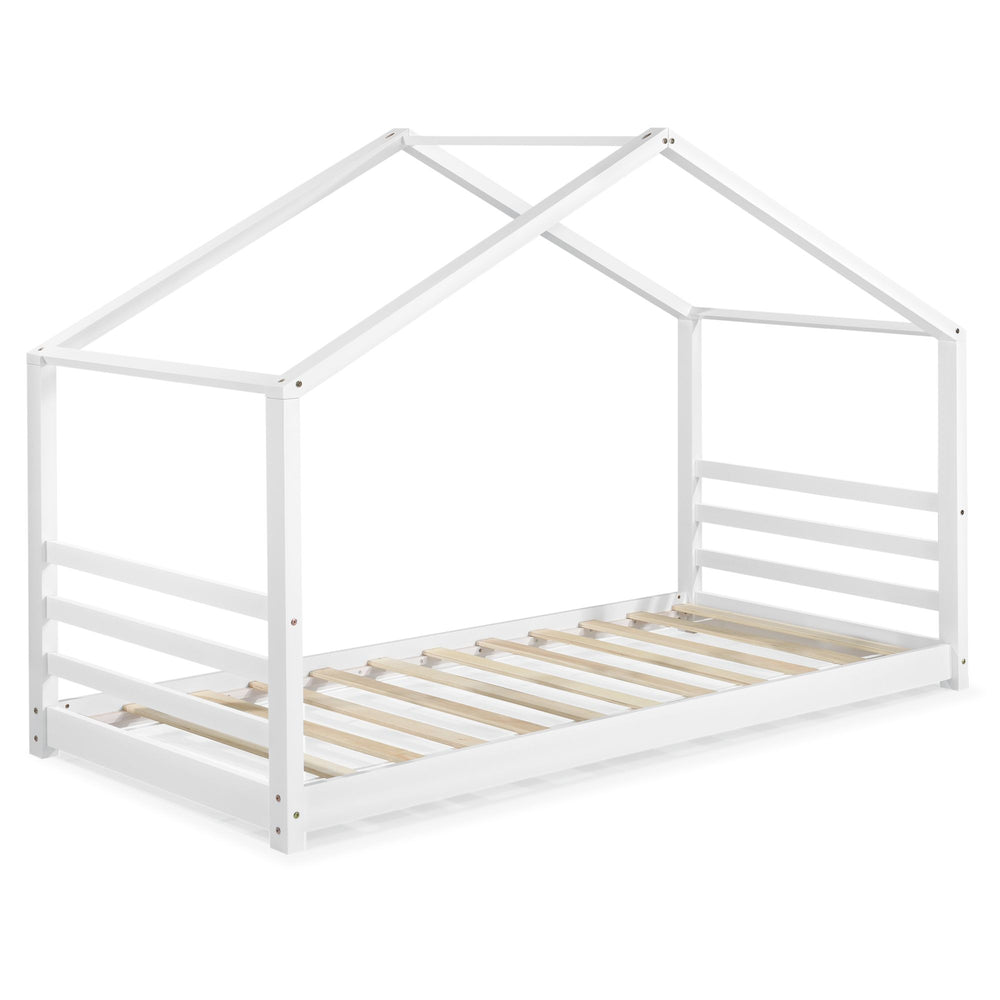 Lit cabane Montessori avec matelas - 90x200cm - Blanc