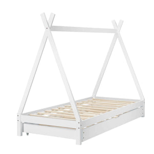 Lit cabane gigogne 90x200cm - Blanc