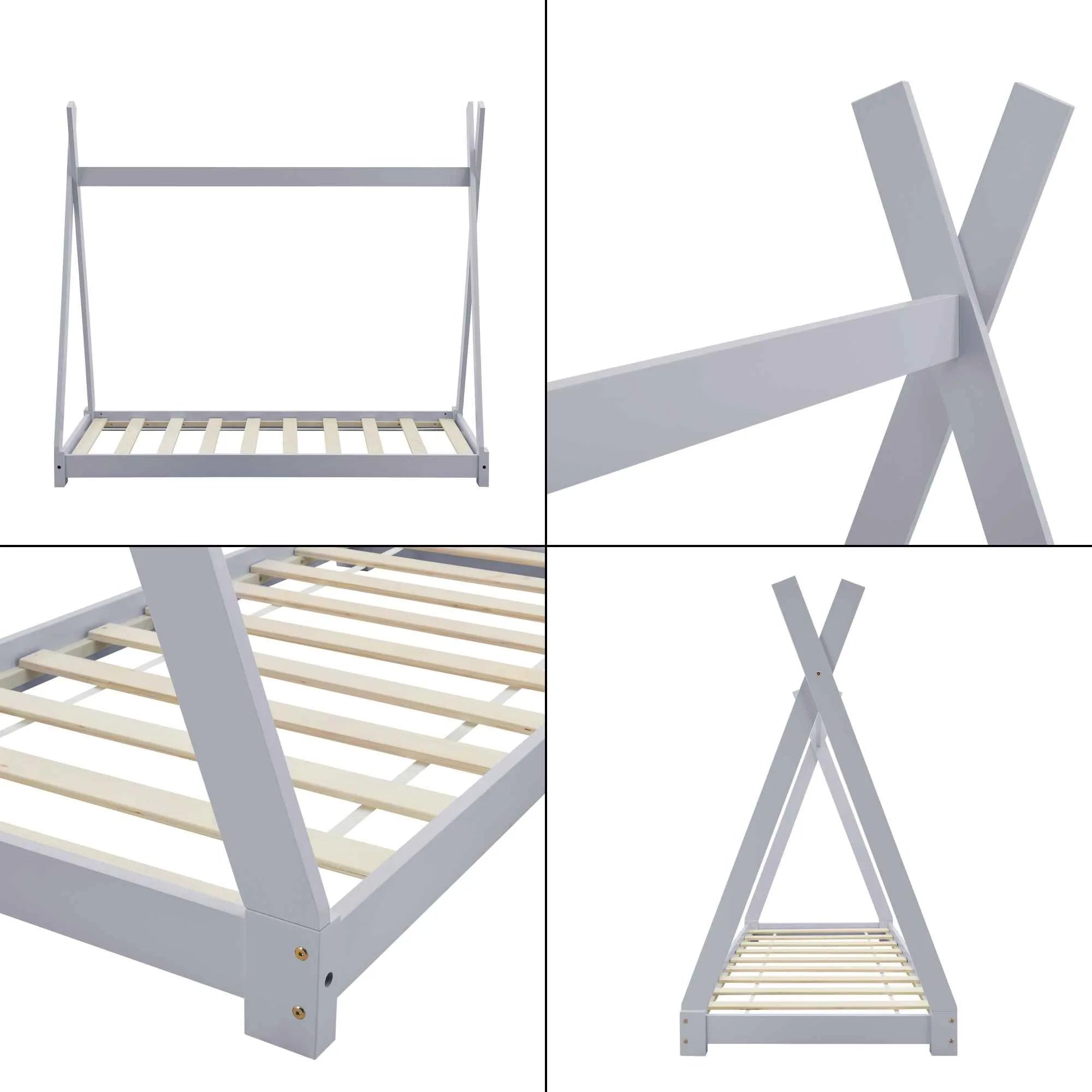 Tipi bed 80x160cm - Montessori - Grijs
