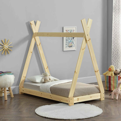 Lit tipi 70x140cm - Montessori - Bois naturel