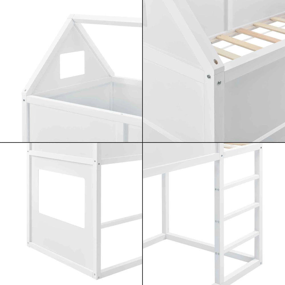 Lit cabane mezzanine - 90x200cm - Blanc