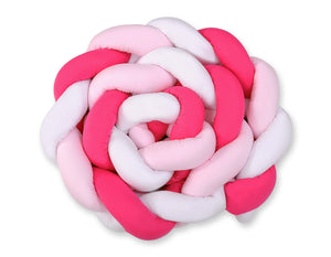 Grande Tresse de lit XXL Blanc & Rose foncé & Rose