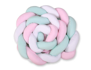 Grande Tresse de lit XXL Blanc & Rose & Menthe