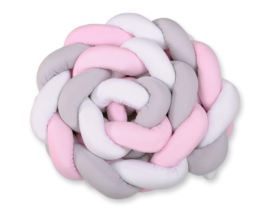 Grande Tresse de lit XXL Blanc & Gris & Rose